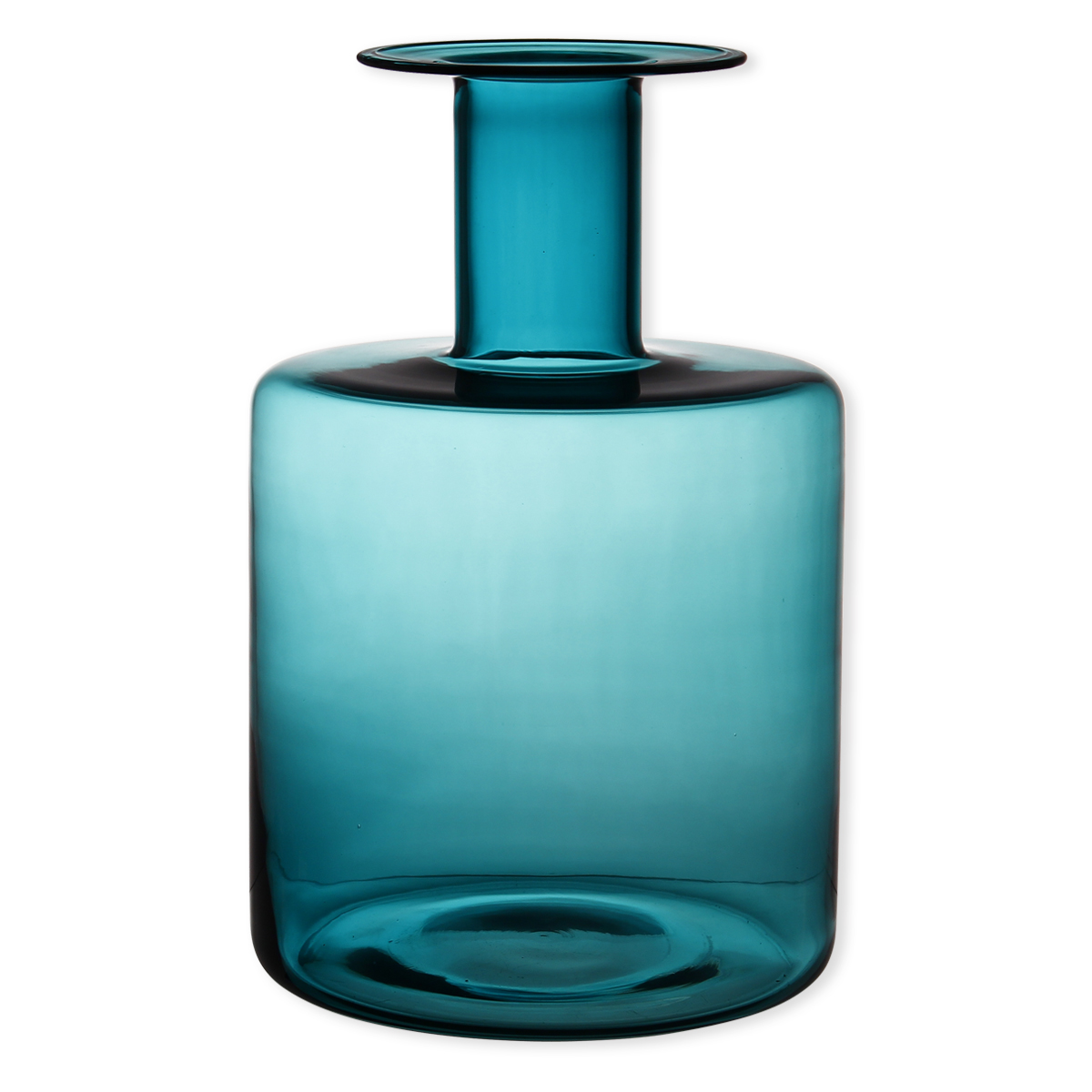 Vase bleu turquoise en verre soufflé bouche 40cm Bruno Evrard