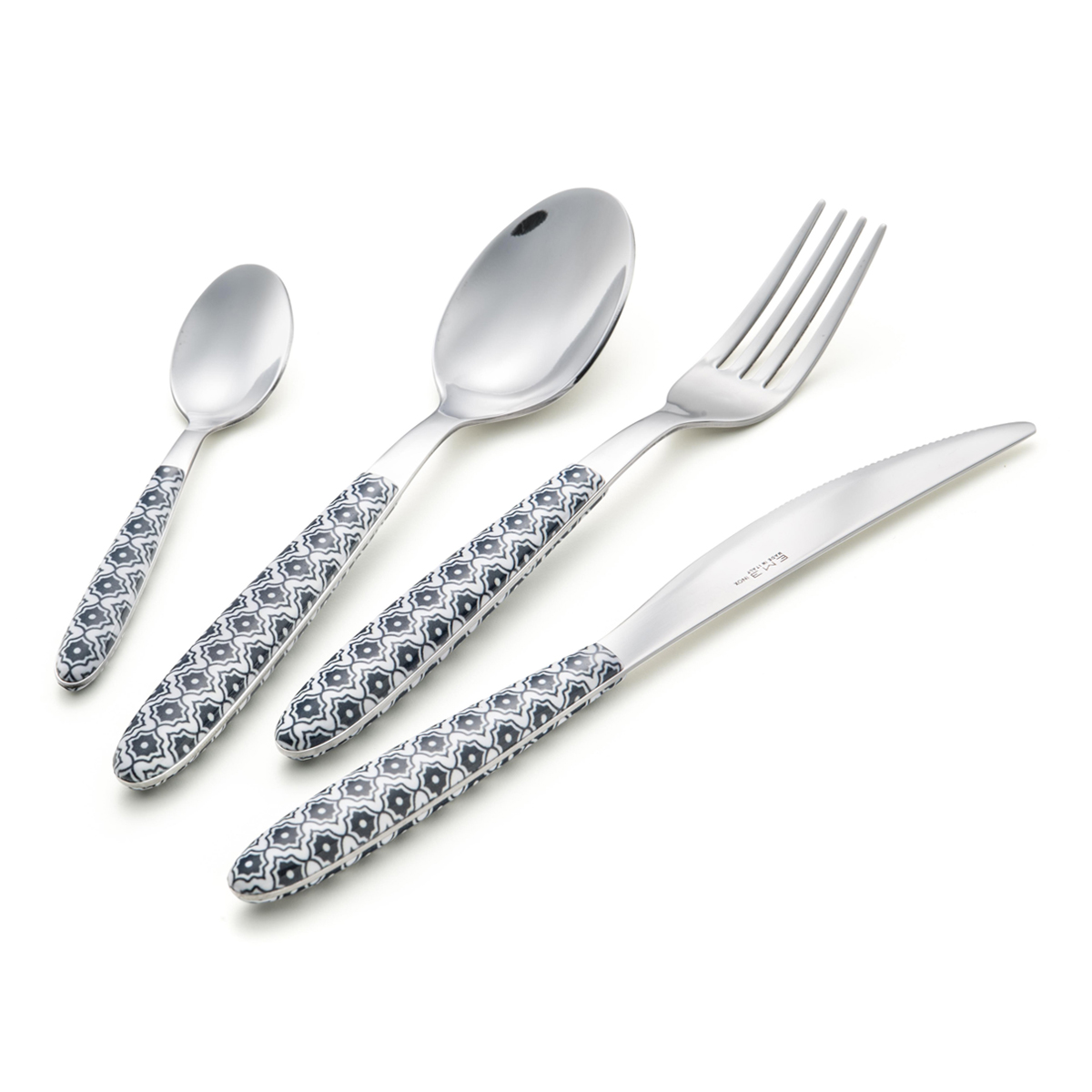 Set De 6 Couverts Enfant En Inox - Fourchettes, Cuillères, Couteaux - Motifs Animaux Mignons Bleu Et Rose